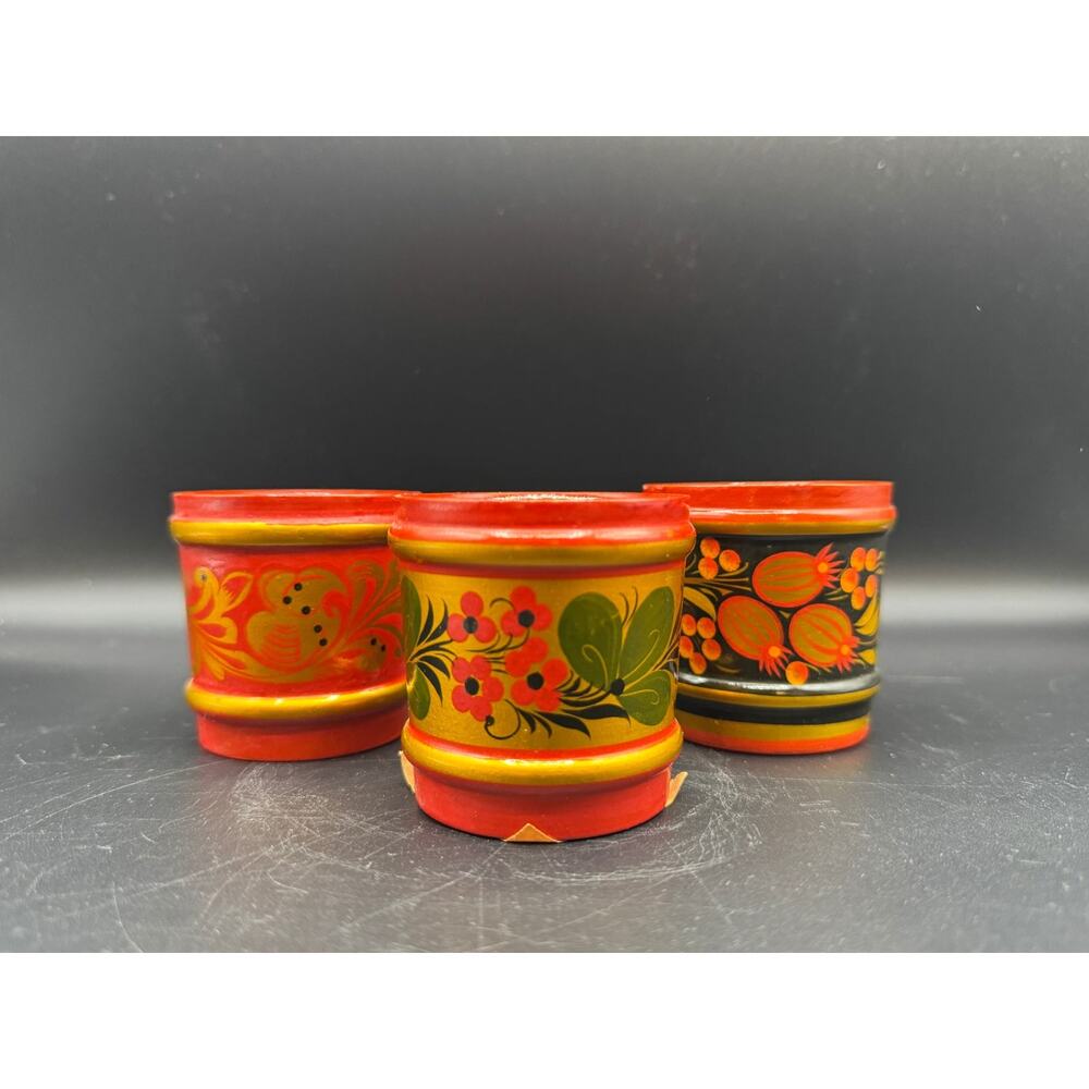 VTG Khokhloma Cups, Set of 3